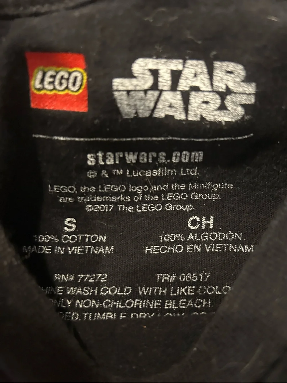 LEGO Star Wars Boys Darth Vader Master The Force Shirt Black Size Small S 2017